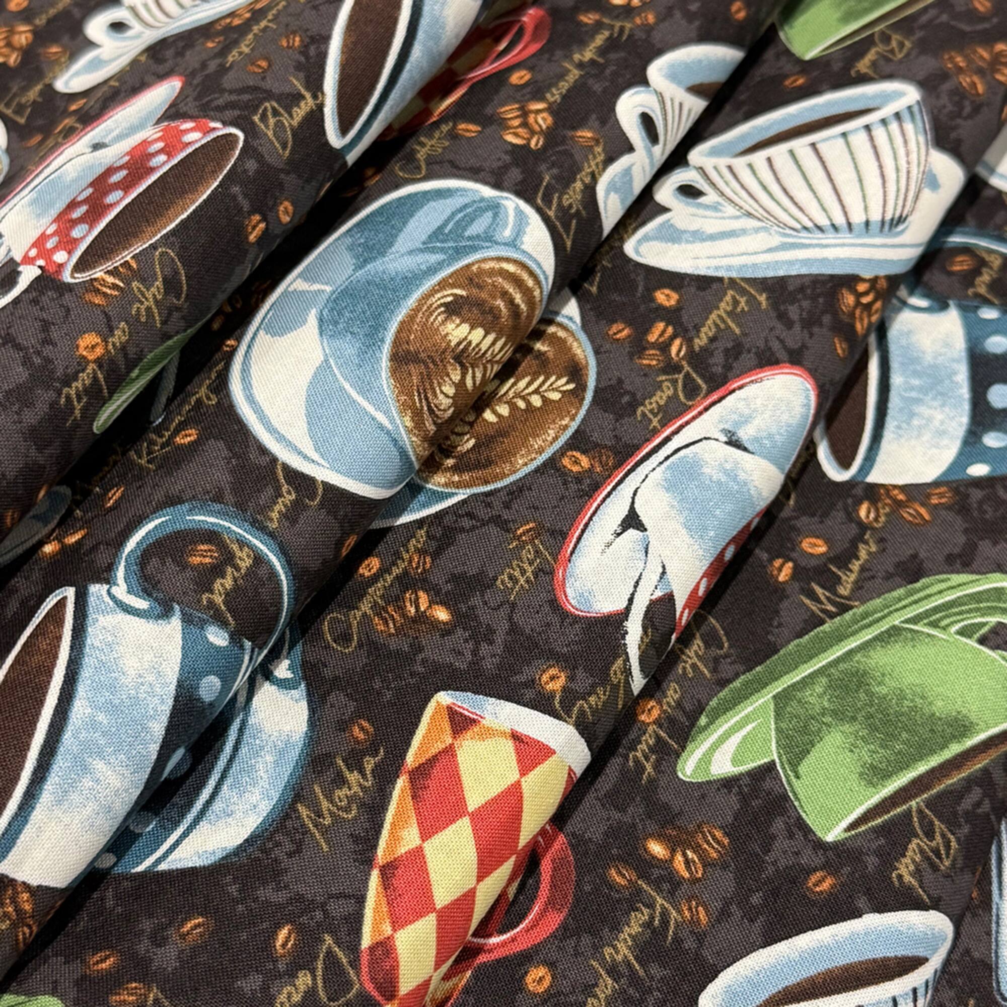 Feldman Brown Coffee Mug Toss Cotton Fabric